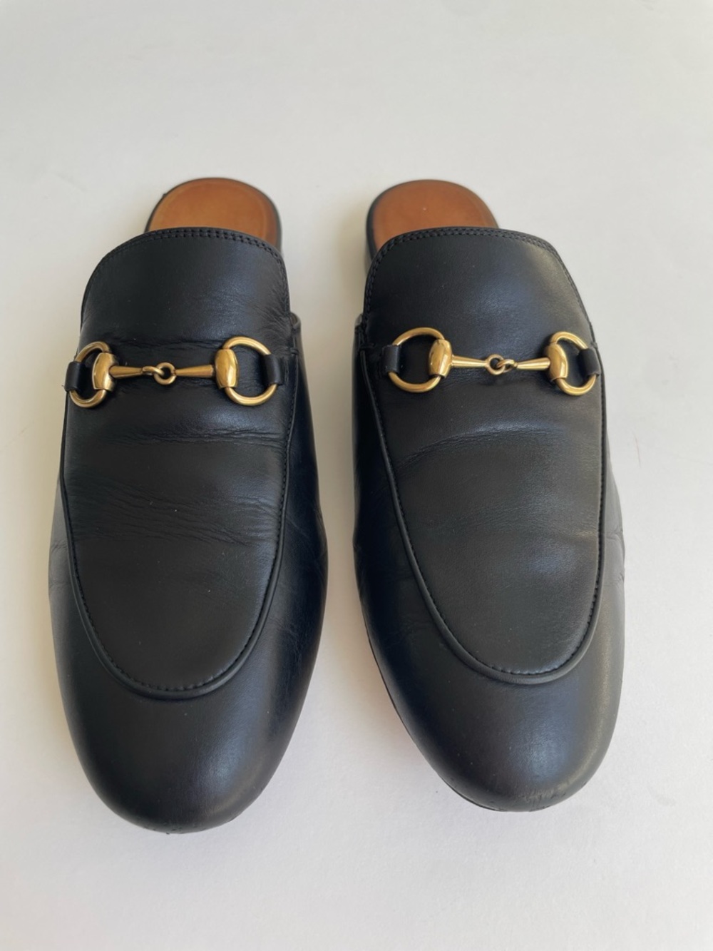 Gucci Princetown Horsebit Mule Loafer Black Leather Slip On Flats EU 37.5 US 7.5 - Picture 2 of 15